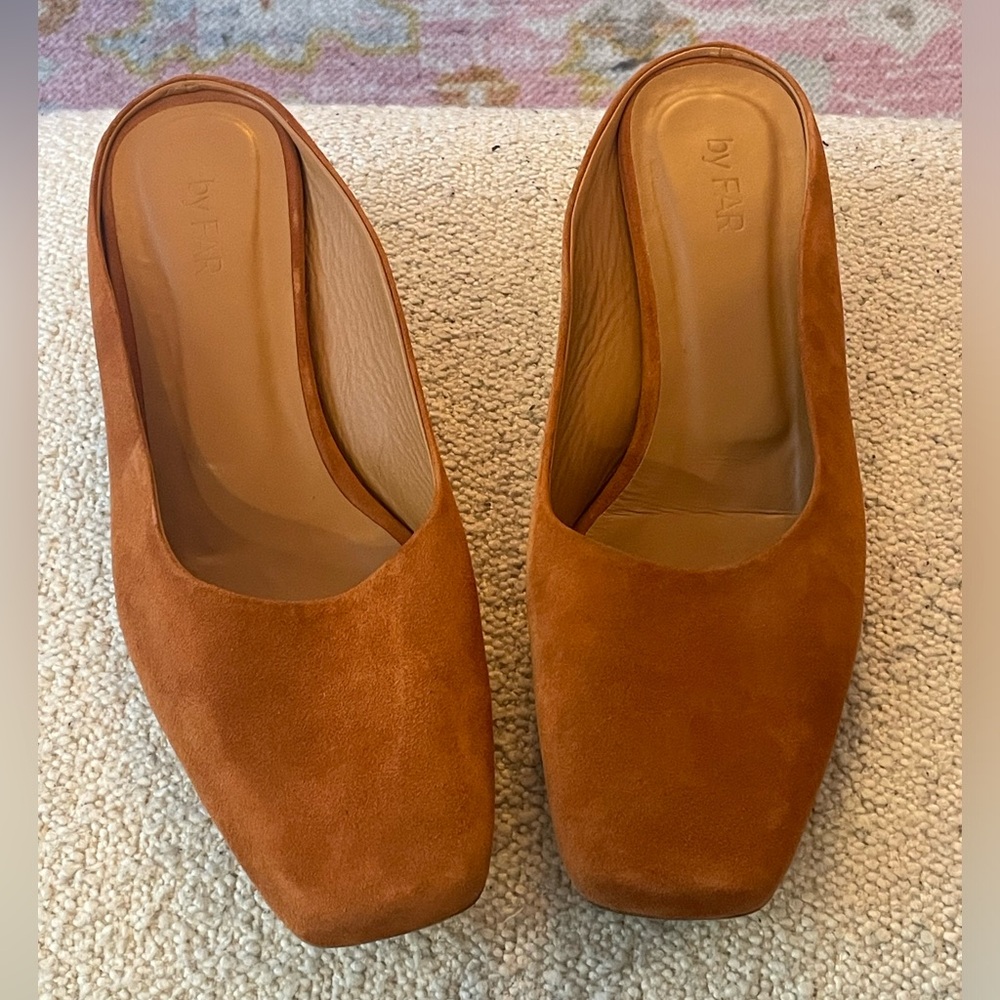 By FAR Maria Suede Mules, Light Brown Size 41 - Picture 3 of 6